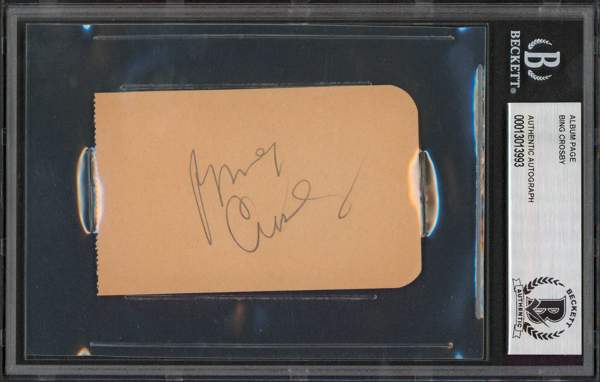 Bing Crosby White Christmas Authentic Signed 2.4x3.85 Album Page BAS Slabbed