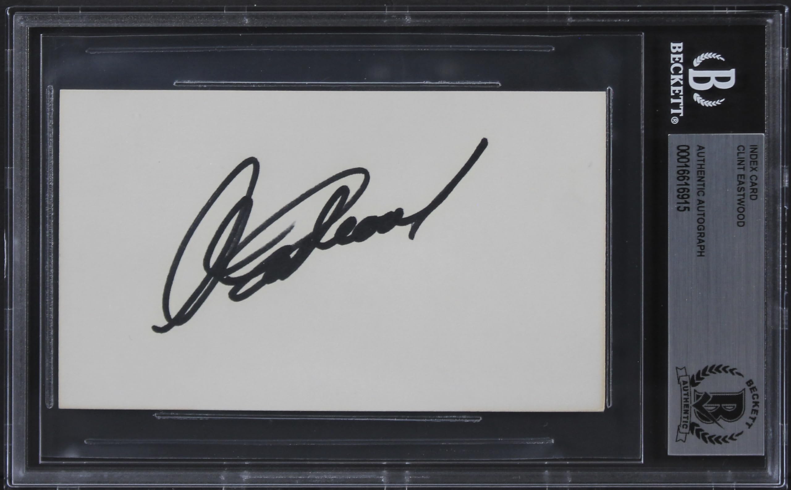 Clint Eastwood The Good, the Bad and the Ugly Signed 3x5 Index Card BAS Slabbed
