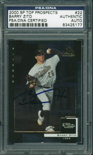 Barry Zito Authentic Signed Card 2000 Sp Prospects Rookie #22 PSA/DNA Slabbed