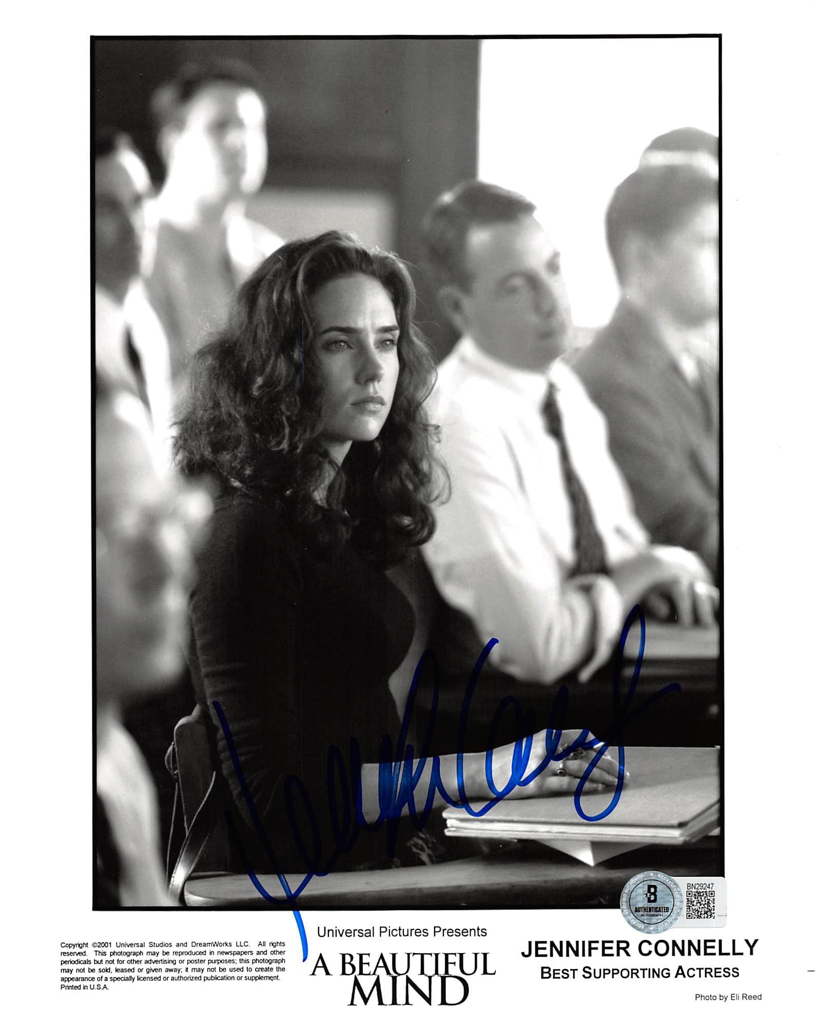 Jennifer Connelly A Beautiful Mind Authentic Signed 8x10 Photo BAS #BN29247