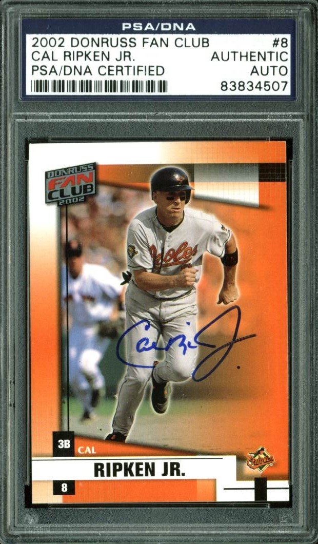 Orioles Cal Ripken Jr. Signed Card 2002 Donruss Fan Club #8 PSA/DNA Slabbed