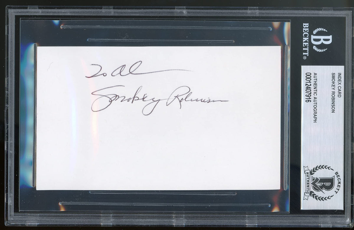 Smokey Robinson Authentic Signed 3x5 Index Card Autographed BAS Slabbed