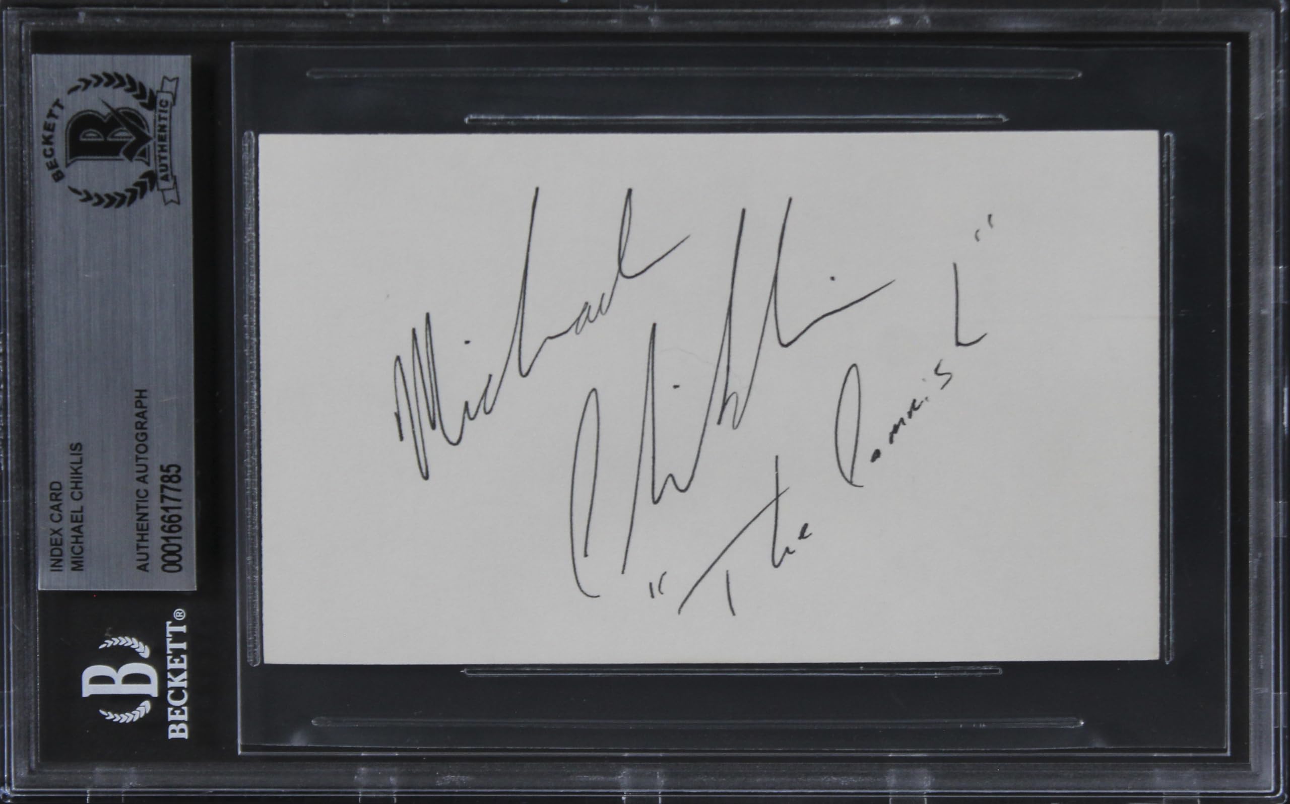 Michael Chiklis The Shield "The Commish" Signed 3x5 Index Card BAS Slabbed
