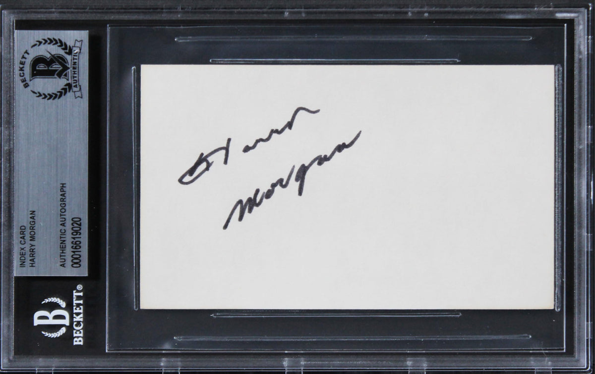 Harry Morgan MASH Authentic Signed 3x5 Index Card Autographed BAS Slabbed