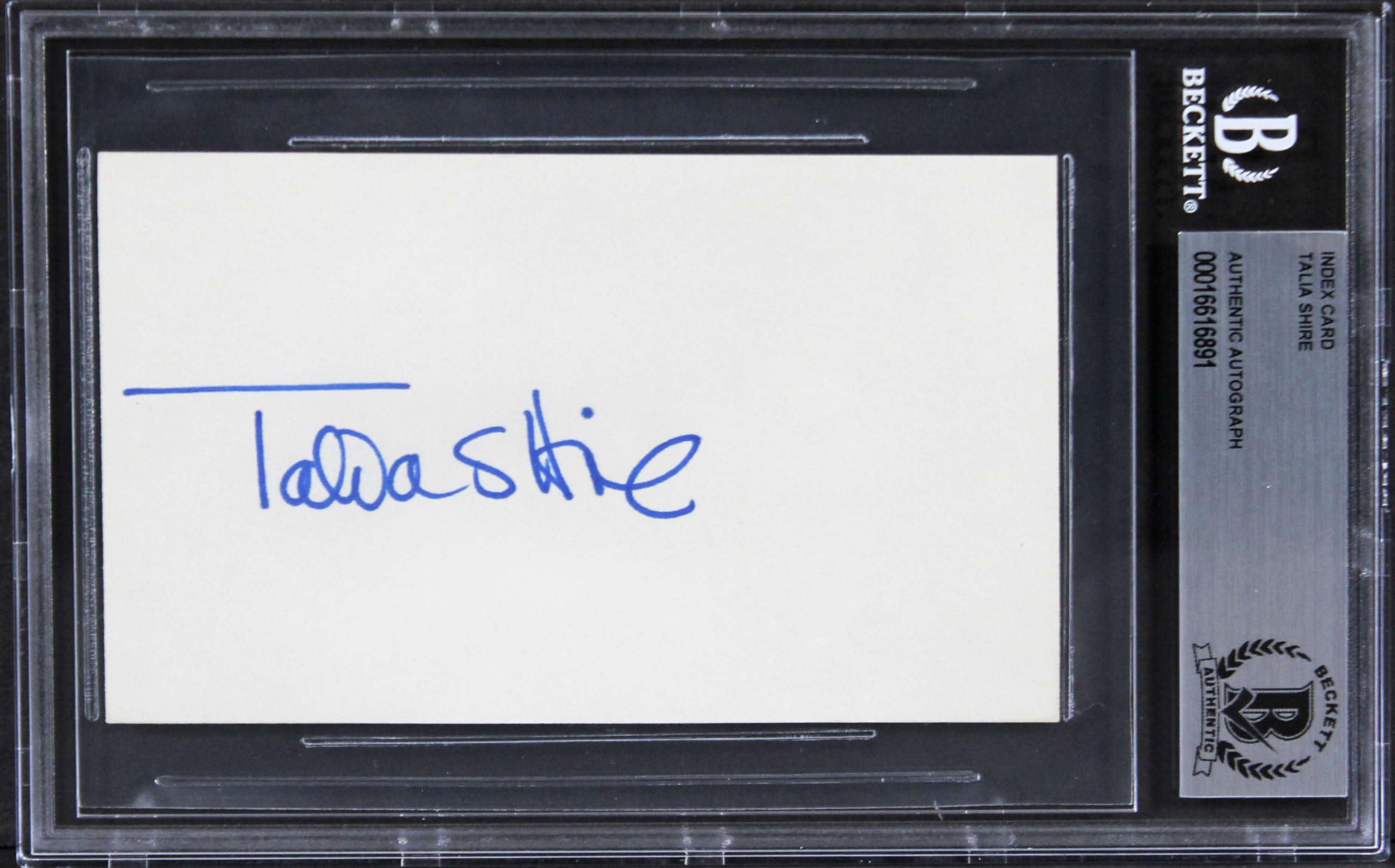 Talia Shire Rocky Authentic Signed 3x5 Index Card Autographed BAS Slabbed 1