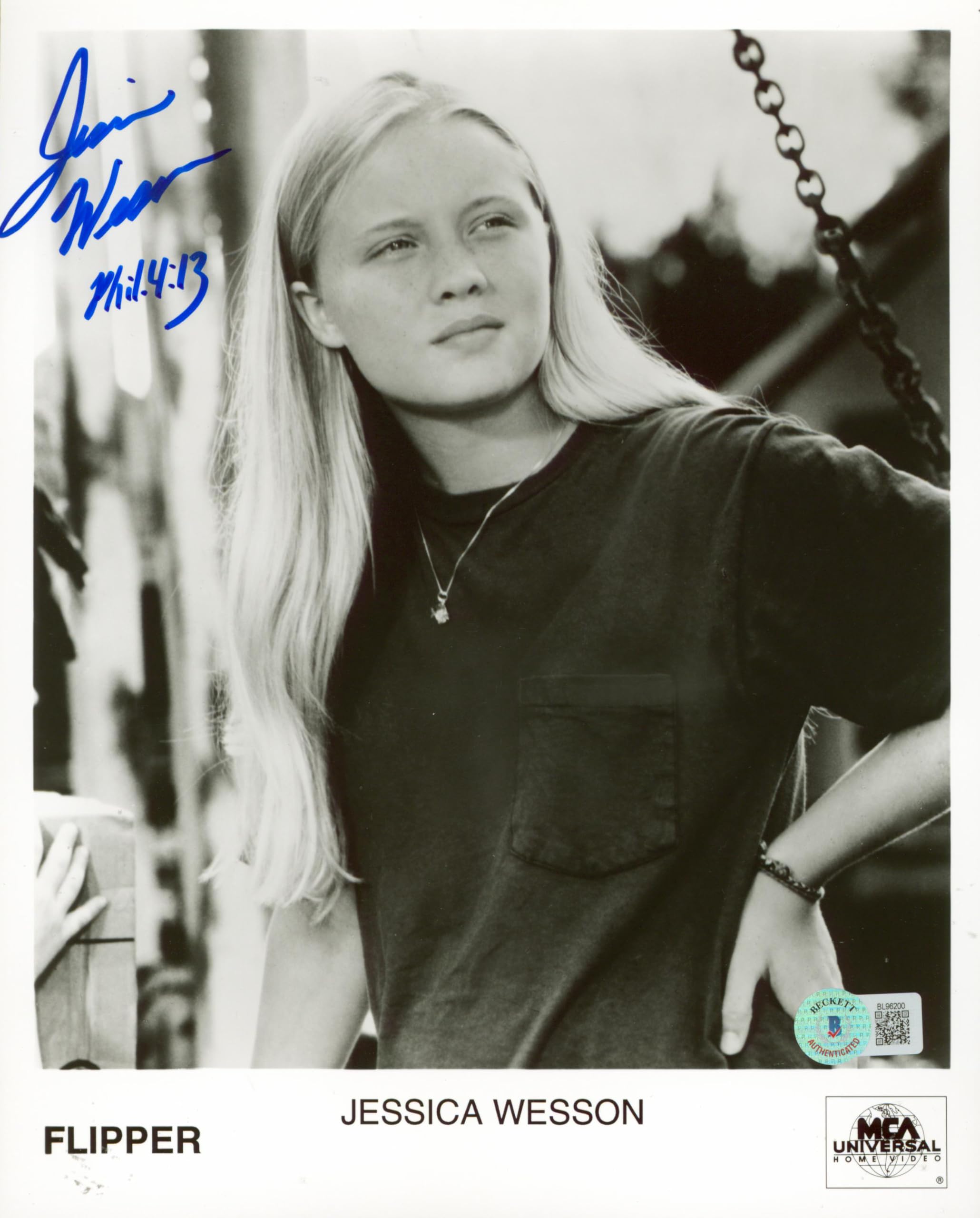 Jessica Wesson Flipper "Phil.4:13" Authentic Signed 8x10 Photo BAS #BL96200