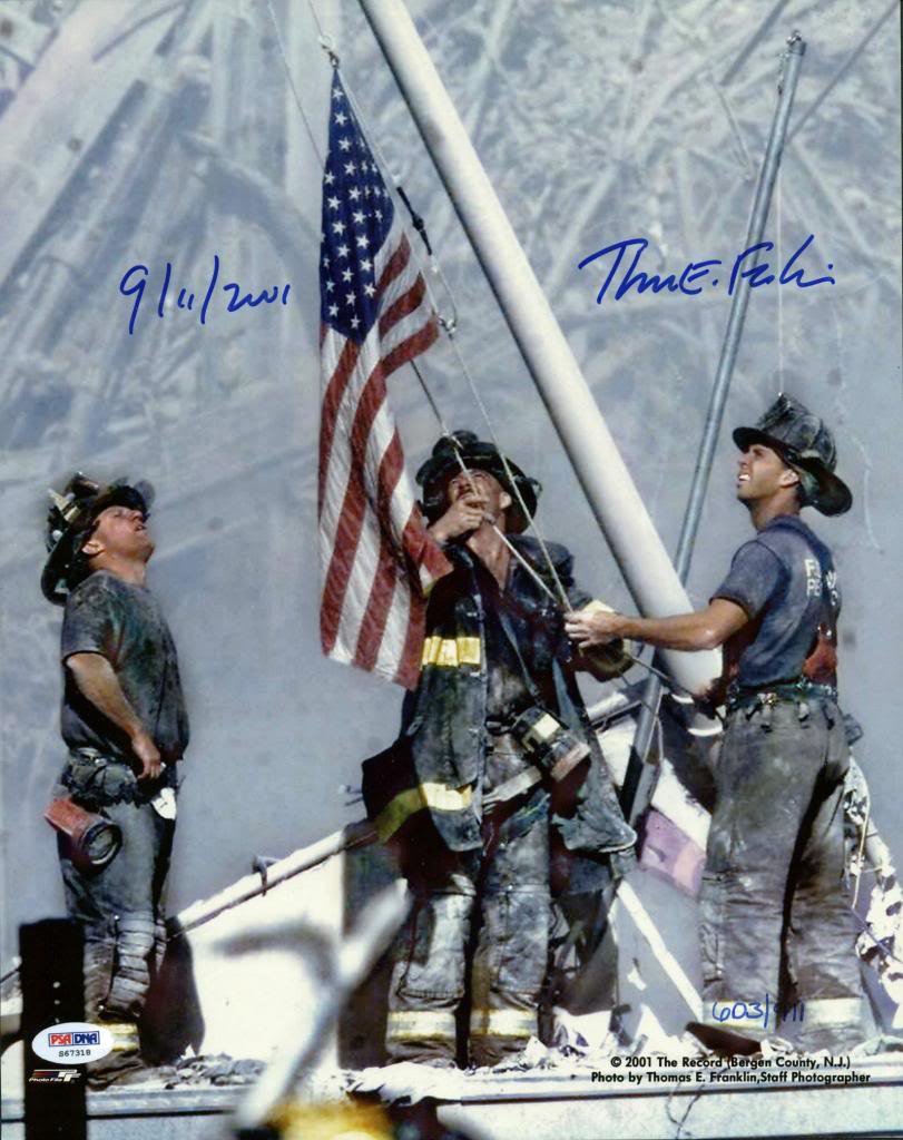 9/11 Photo - 3 Firefighters Raising Flag Signed By Thomas E. Franklin PSA/DNA