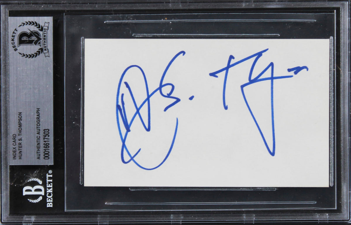 Hunter S. Thompson Fear & Loathing In Las Vegas Signed 3x5 Index Card BAS Slab 2