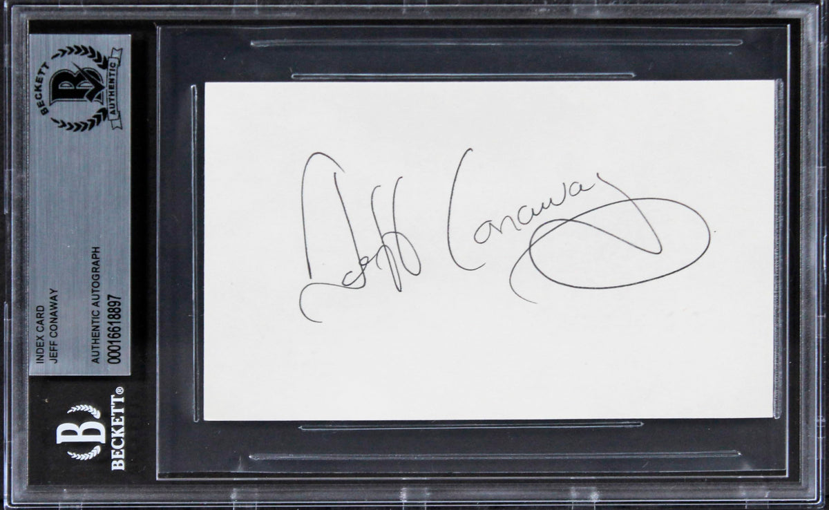 Jeff Conaway Grease Authentic Signed 3x5 Index Card Autographed BAS Slabbed 1