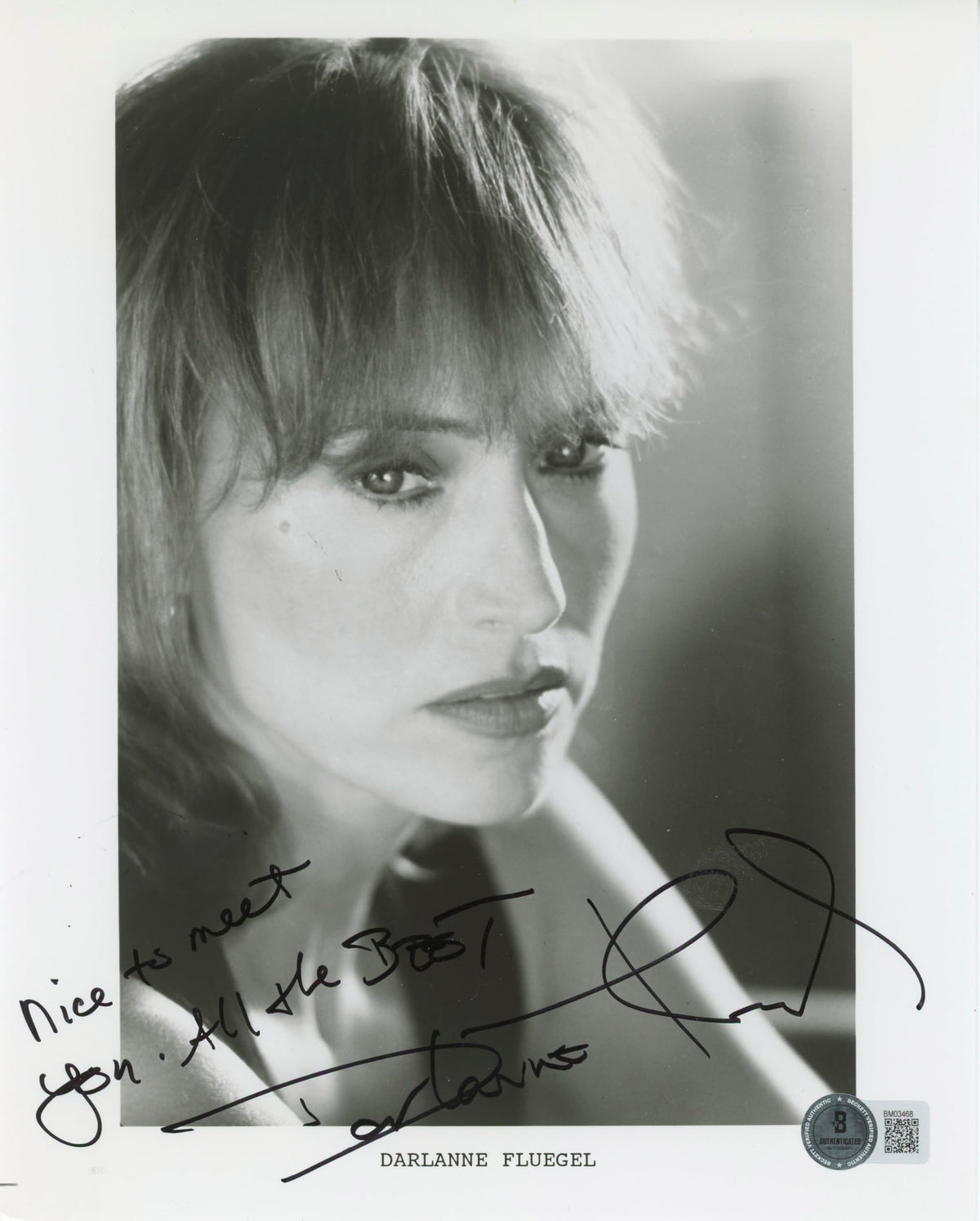 Darlanne Fluegel Running Scared "Nice to meet you" Signed Photo BAS #BM03468