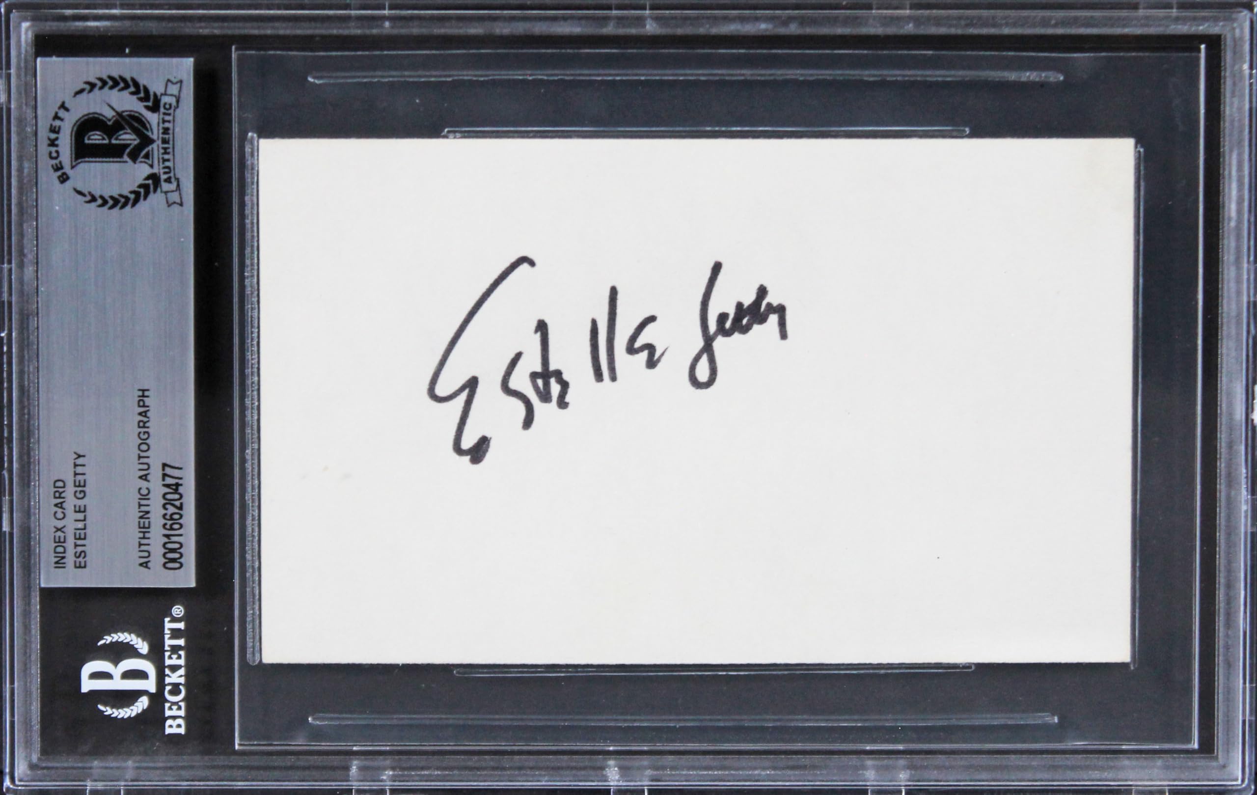 Estelle Getty The Golden Girls Authentic Signed 3x5 Index Card BAS Slabbed