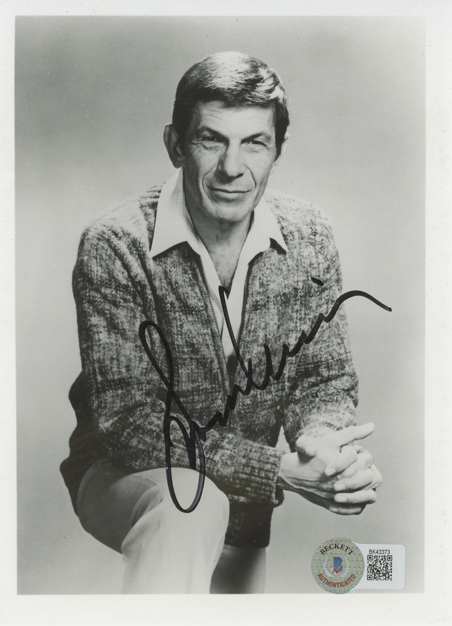 Leonard Nimoy Star Trek Authentic Signed 5x7 Black & White Photo BAS #BK43373