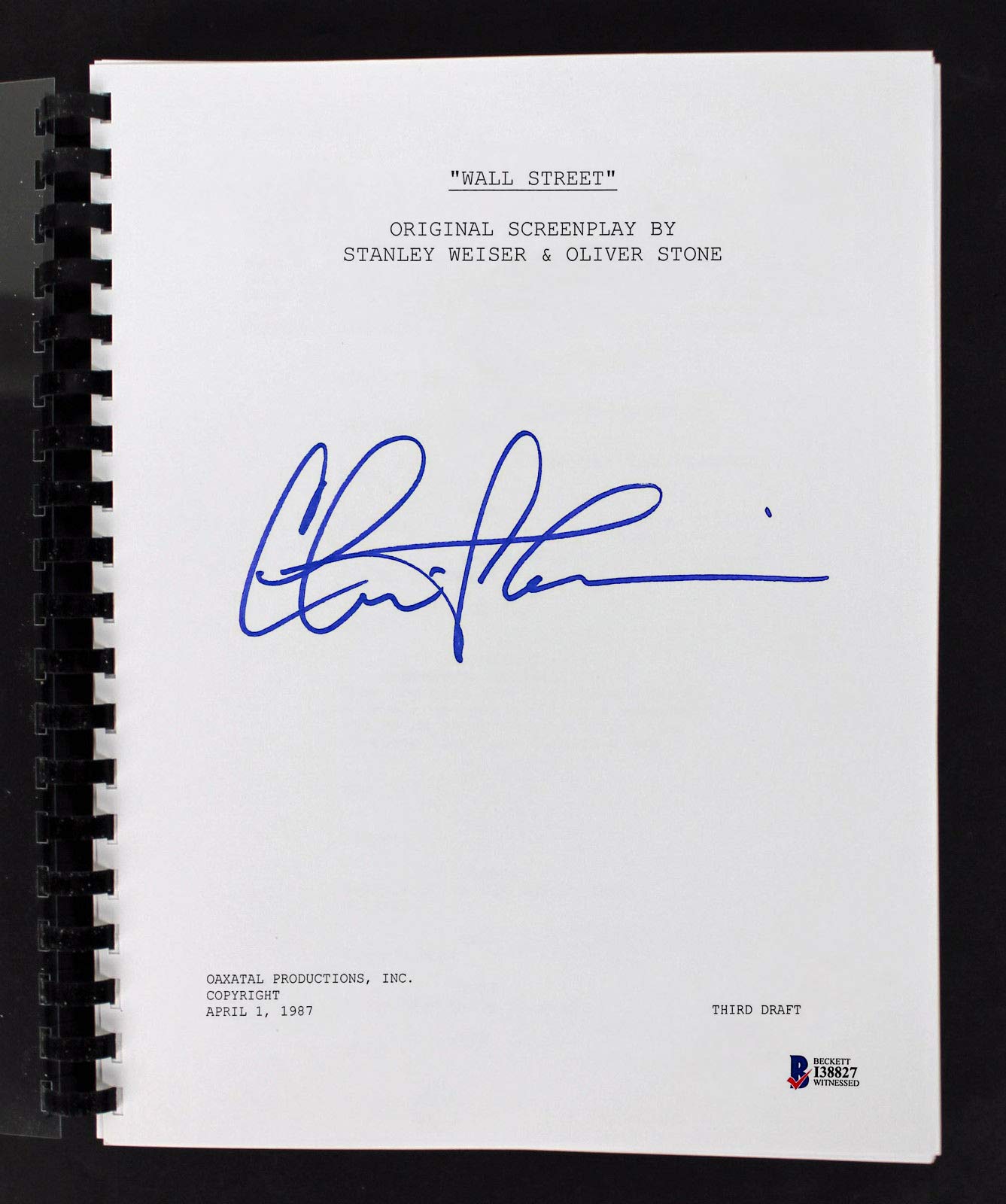 Charlie Sheen Authentic Signed Wall Street Movie Script BAS Witnessed