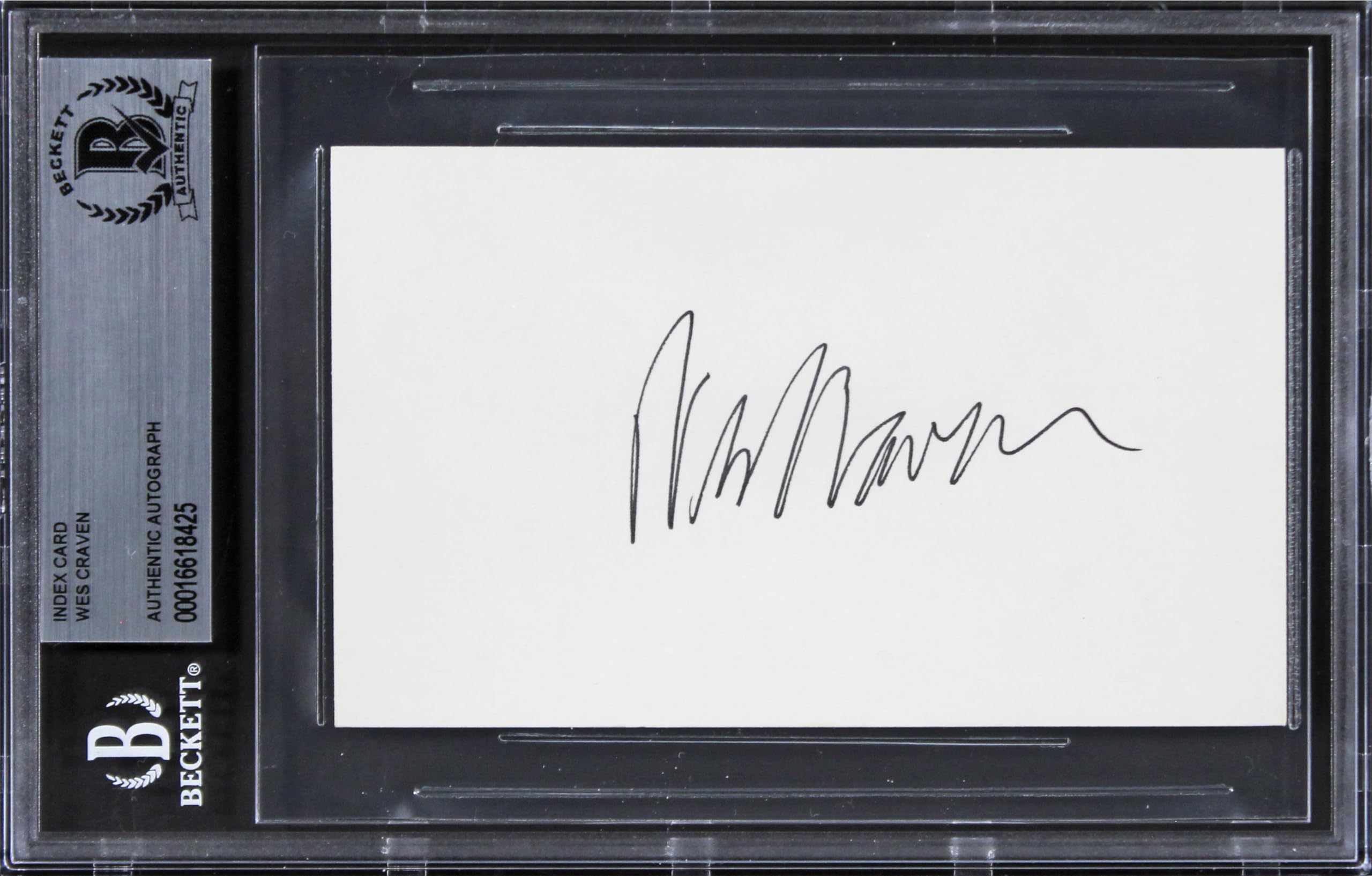 Wes Craven A Nightmare On Elm Street Signed 3x5 Index Card BAS Slabbed 1