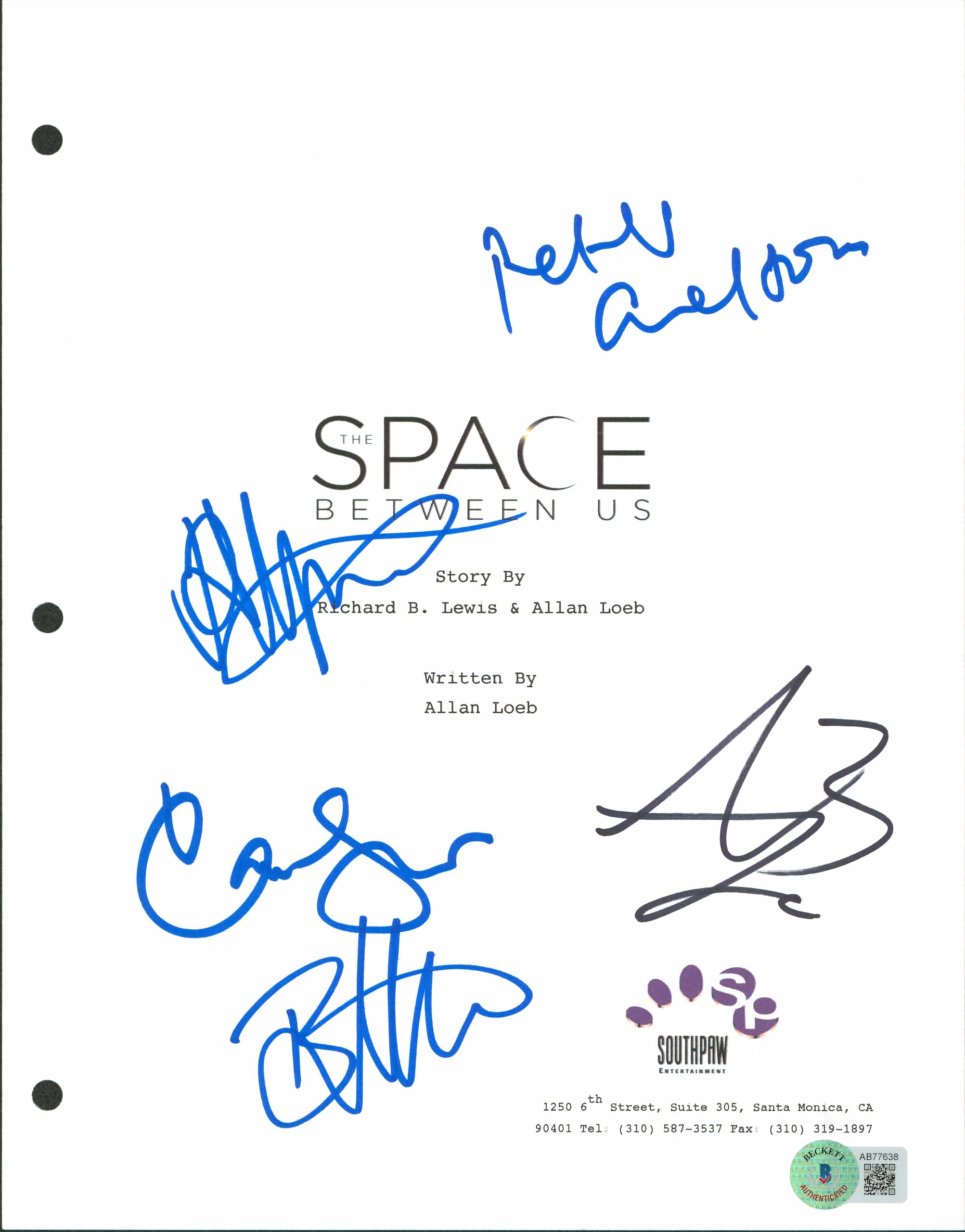 Space Between Us (5) Butterfield, Robertson,  Signed Script Cover BAS #AB77638