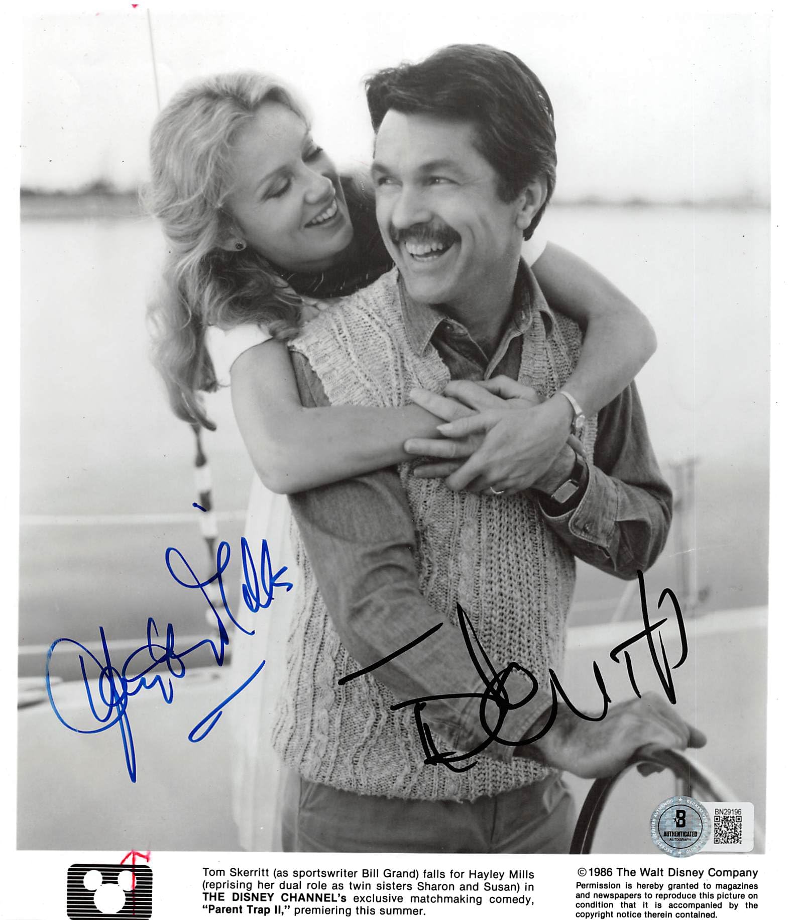 Hayley Mills & Tom Skerritt Parent Trap II Signed 8x9 Photo BAS #BN29196