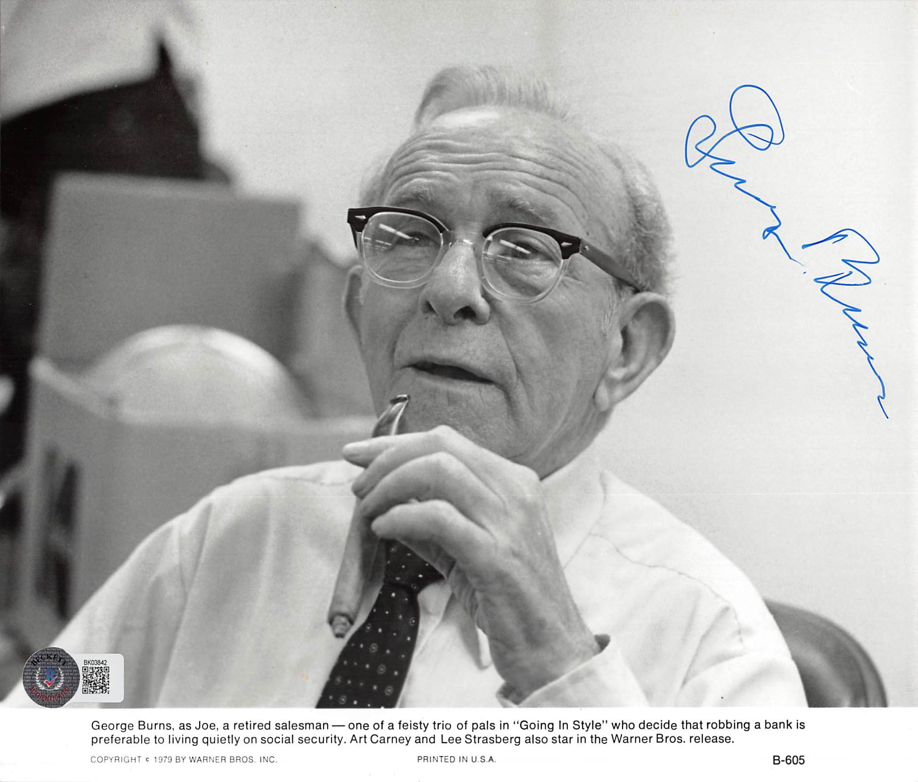 George Burns Going in Style Authentic Signed 8x10 Photo Autographed BAS #BK03842