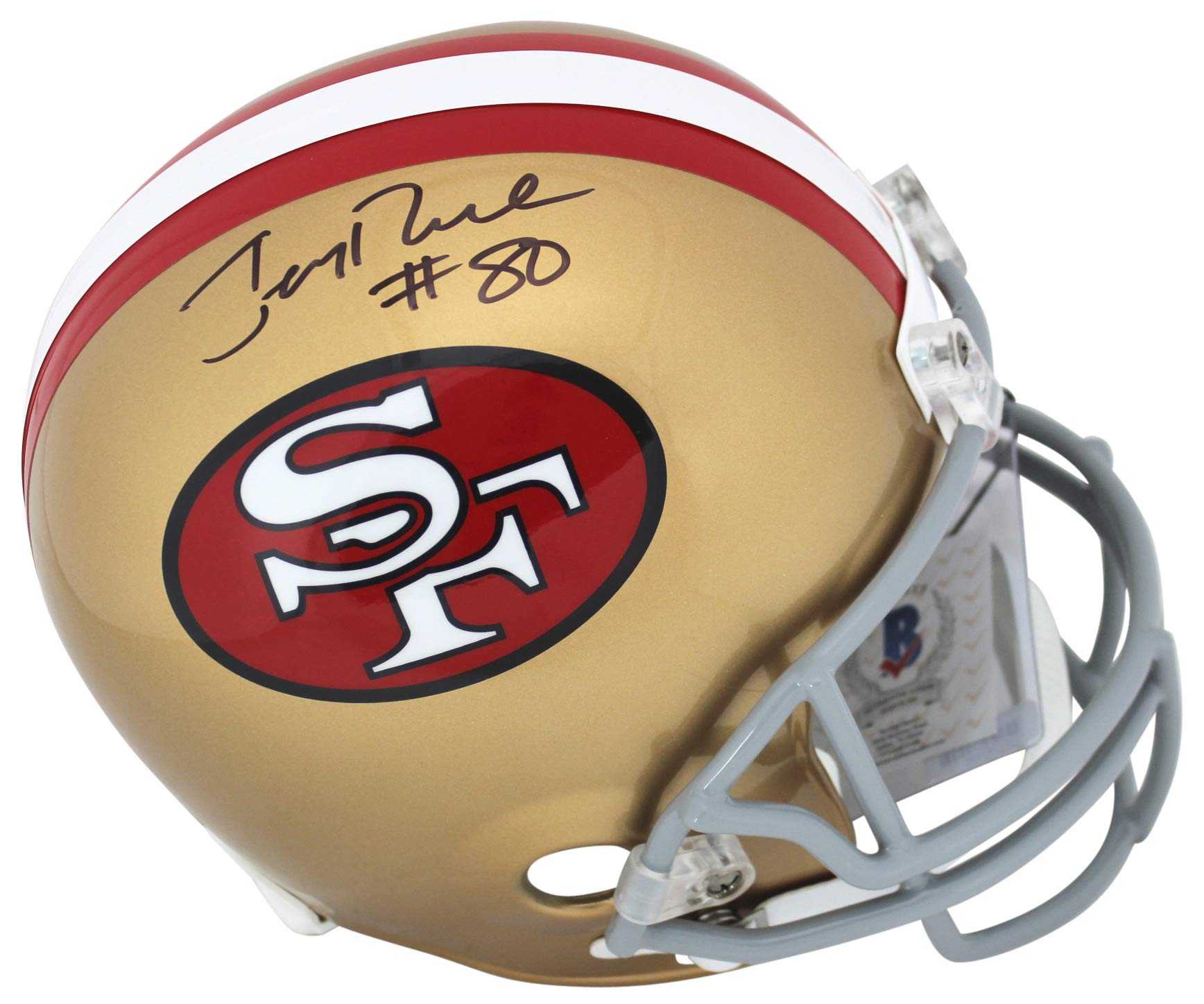 49ers Jerry Rice #80 Authentic Signed Full Size Rep Helmet BAS Witnessed
