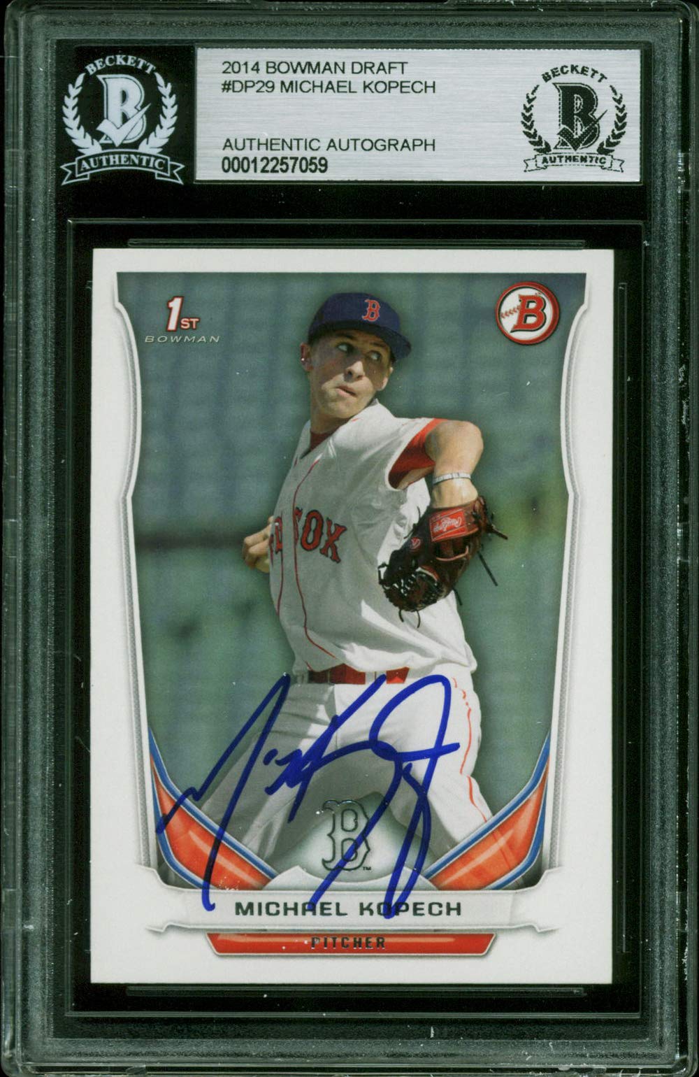 Red Sox Kichael Kopech Authentic Signed 2014 Bowman Draft #DP29 Card BAS Slabbed