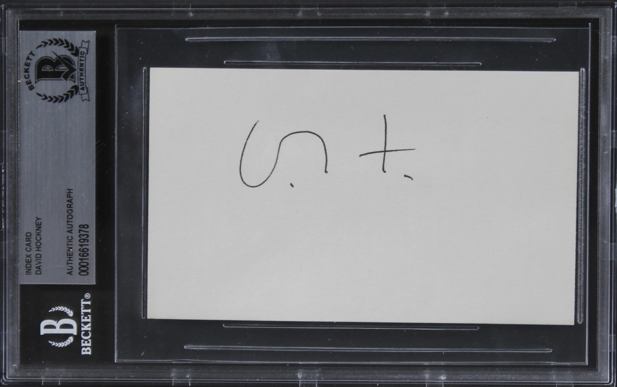 David Hockney Something's Gotta Give Authentic Signed 3x5 Index Card BAS Slabbed