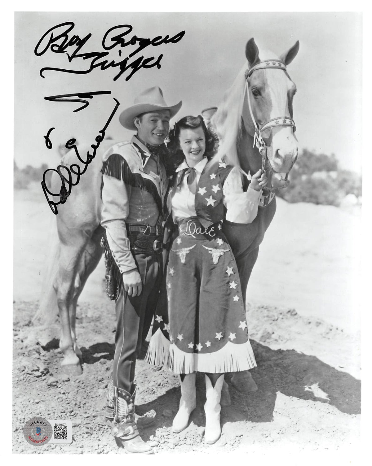 Roy Rogers & Dale Evans "Trigger" Authentic Signed 8x10 Photo BAS #BL44627