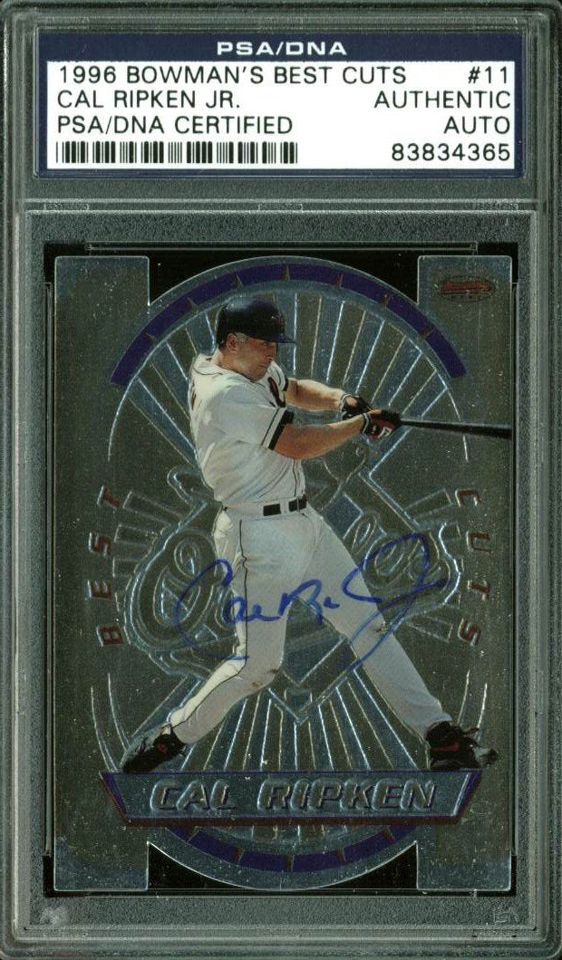 Orioles Cal Ripken Jr. Signed Card 1996 Bowman's Best Cuts #11 PSA/DNA Slabbed