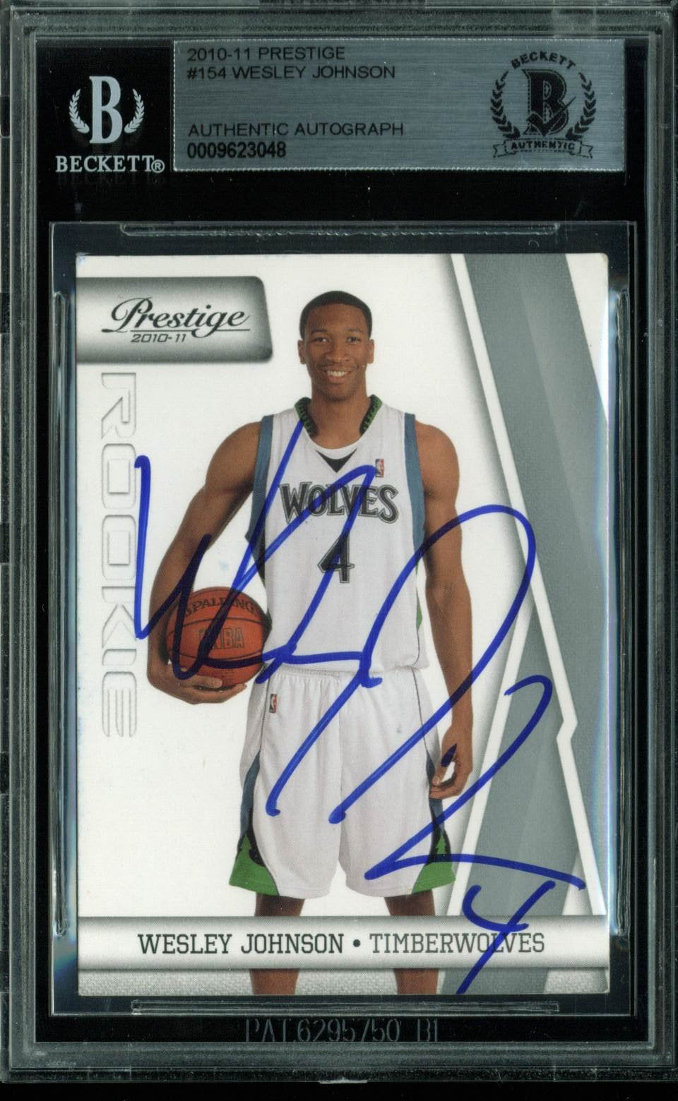 Timberwolves Wesley Johnson Signed Card 2010 Prestige RC #154 BAS Slab #9623048