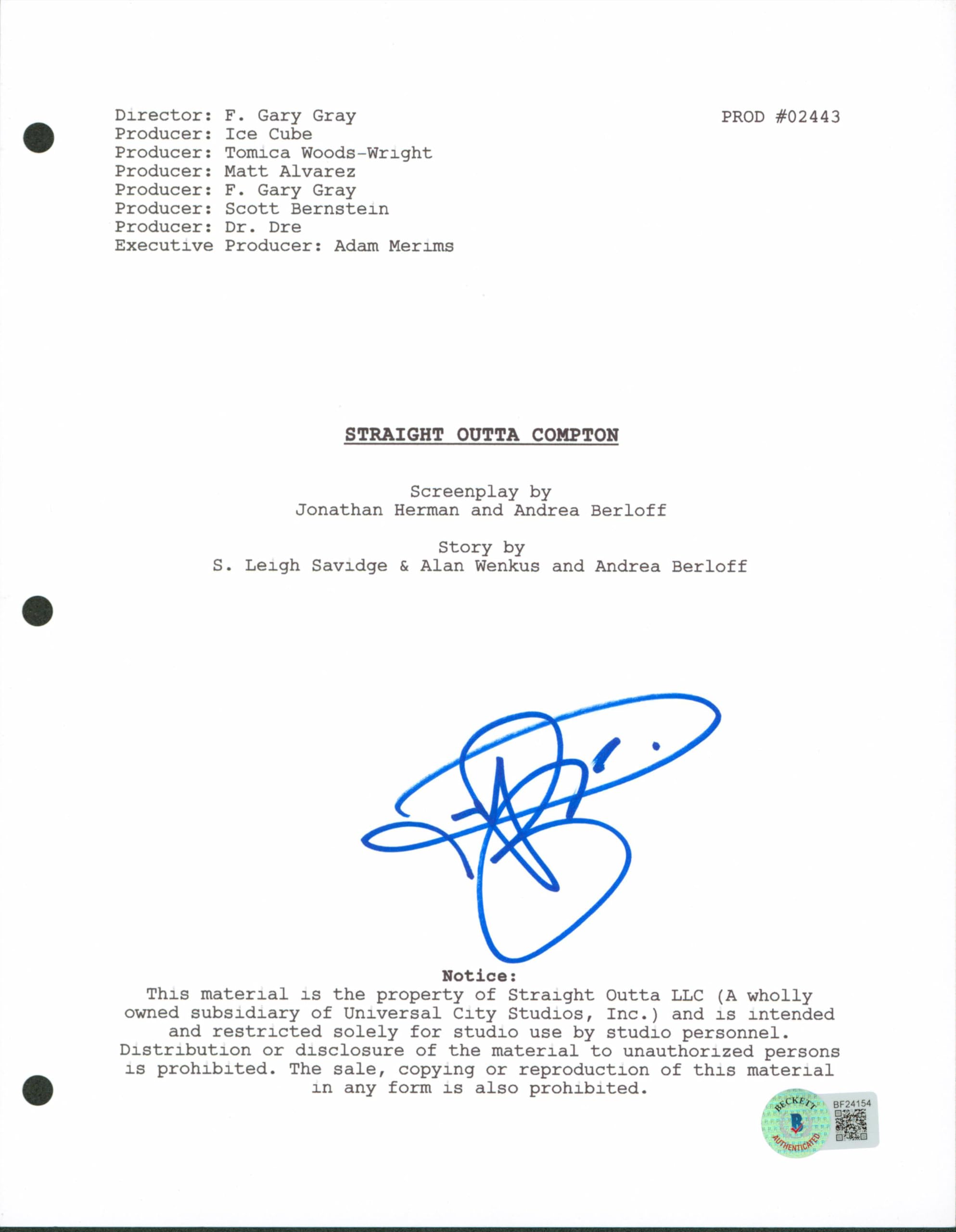 Neil Brown Jr. Signed 8.5x11 Straight Outta Compton Script Cover BAS #BF24154