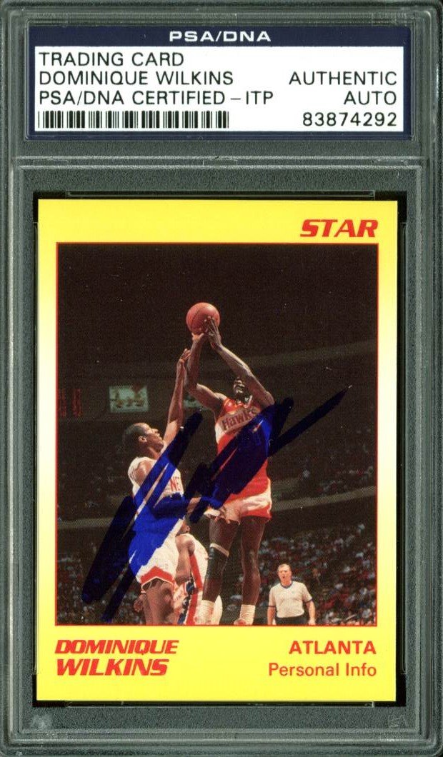 Hawks Dominique Wilkins Authentic Signed Card Star '91 Yellow #9 PSA/DNA Slabbed
