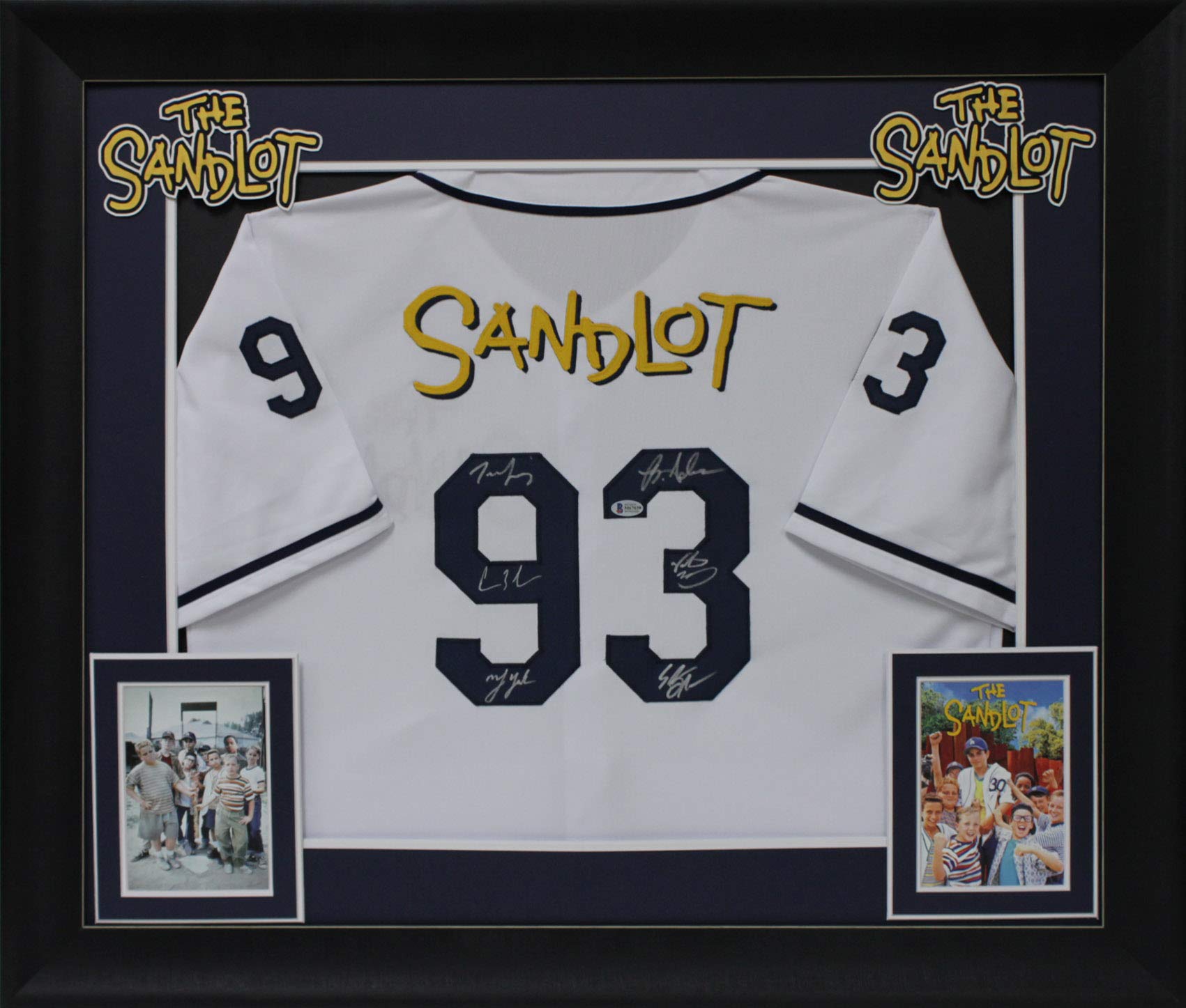 The Sandlot Cast (6) Guiry, Leopardi, York +3 Signed Framed Jersey BAS Witnessed