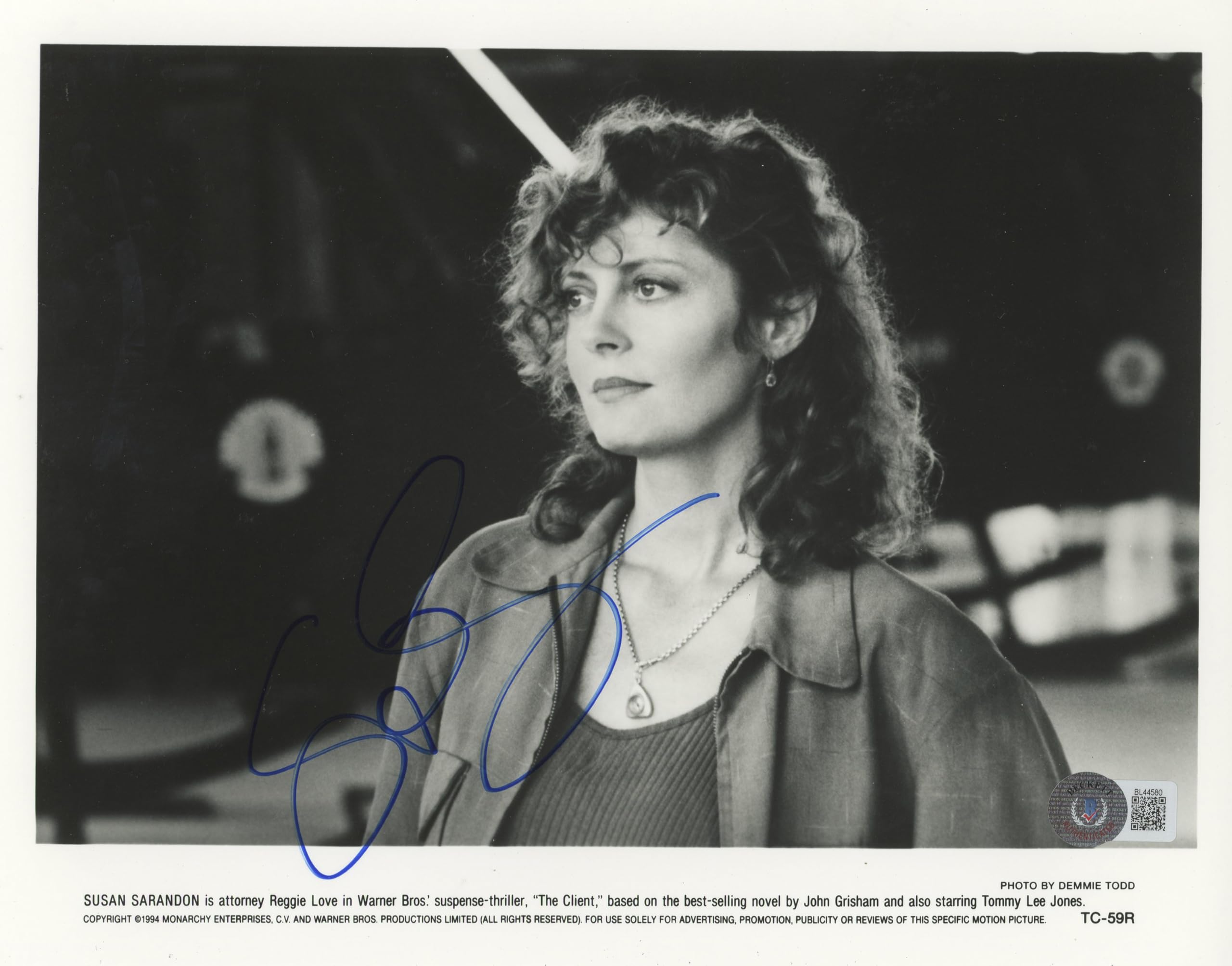 Susan Sarandon The Client Authentic Signed 8x10 Photo Autographed BAS #BL44580