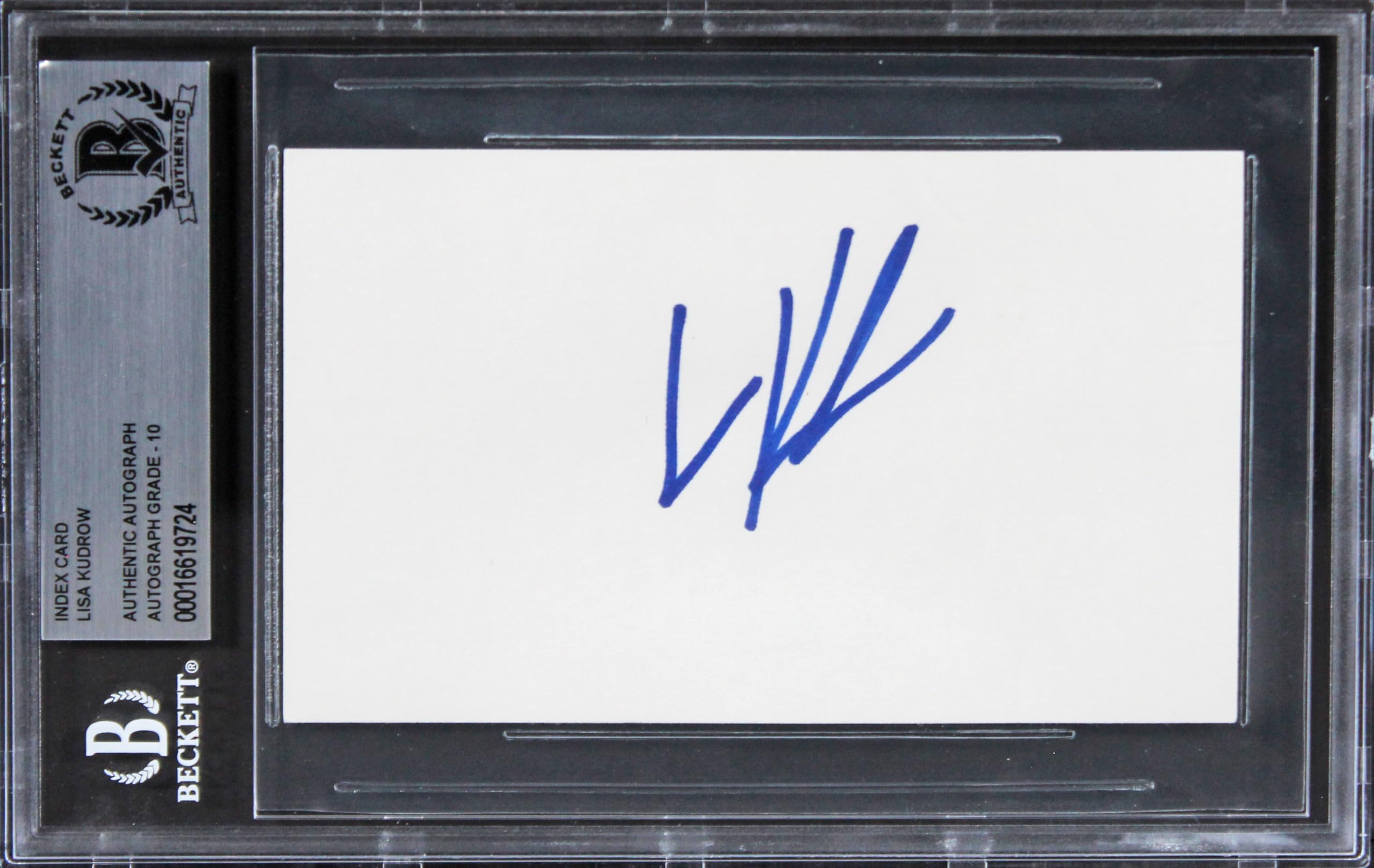 Lisa Kudrow Friends Signed 3x5 Index Card Auto Graded 10 Mint BAS Slabbed