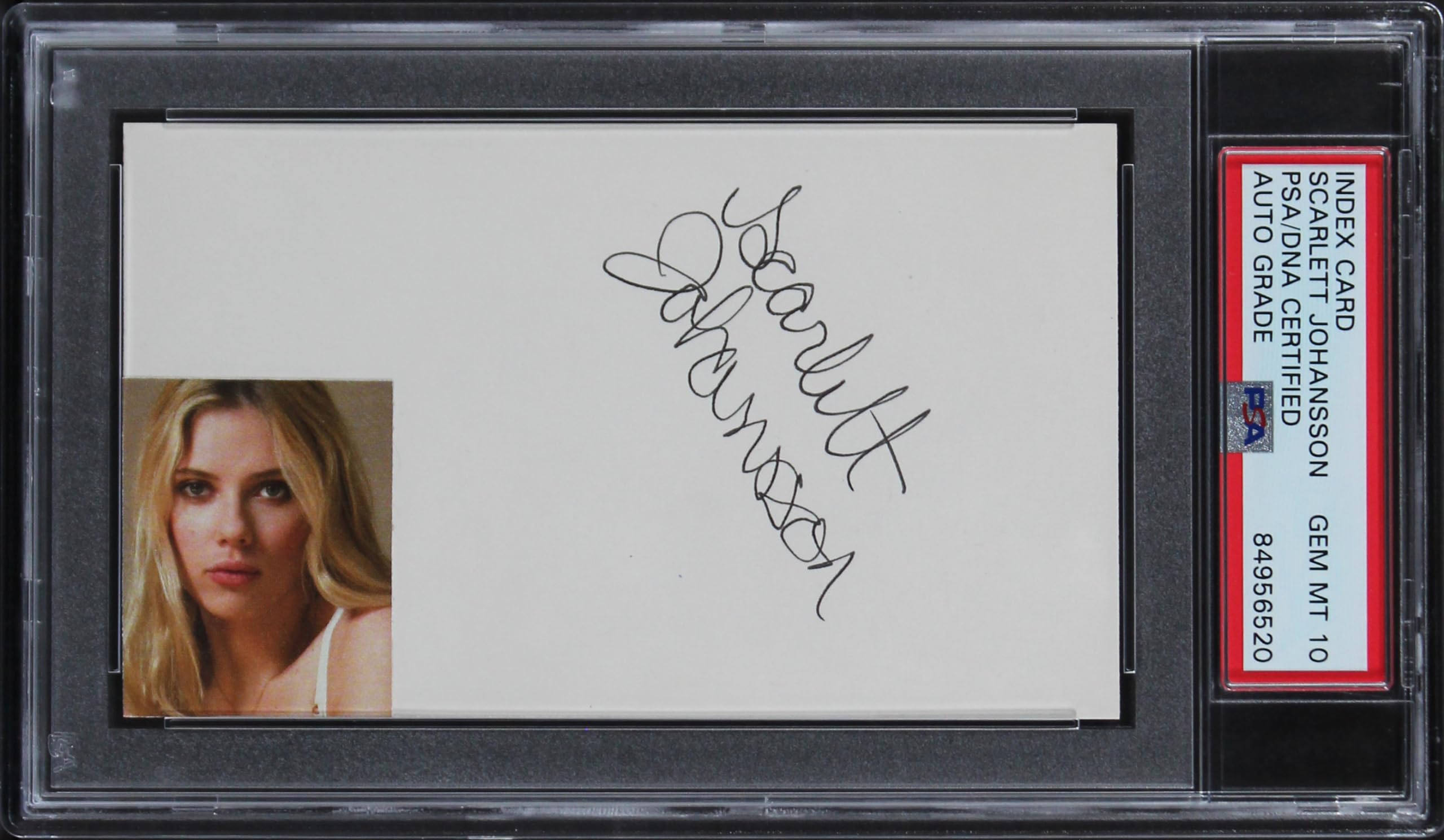 Scarlett Johansson Black Widow Signed 3x5 Index Card Auto 10! PSA/DNA Slabbed
