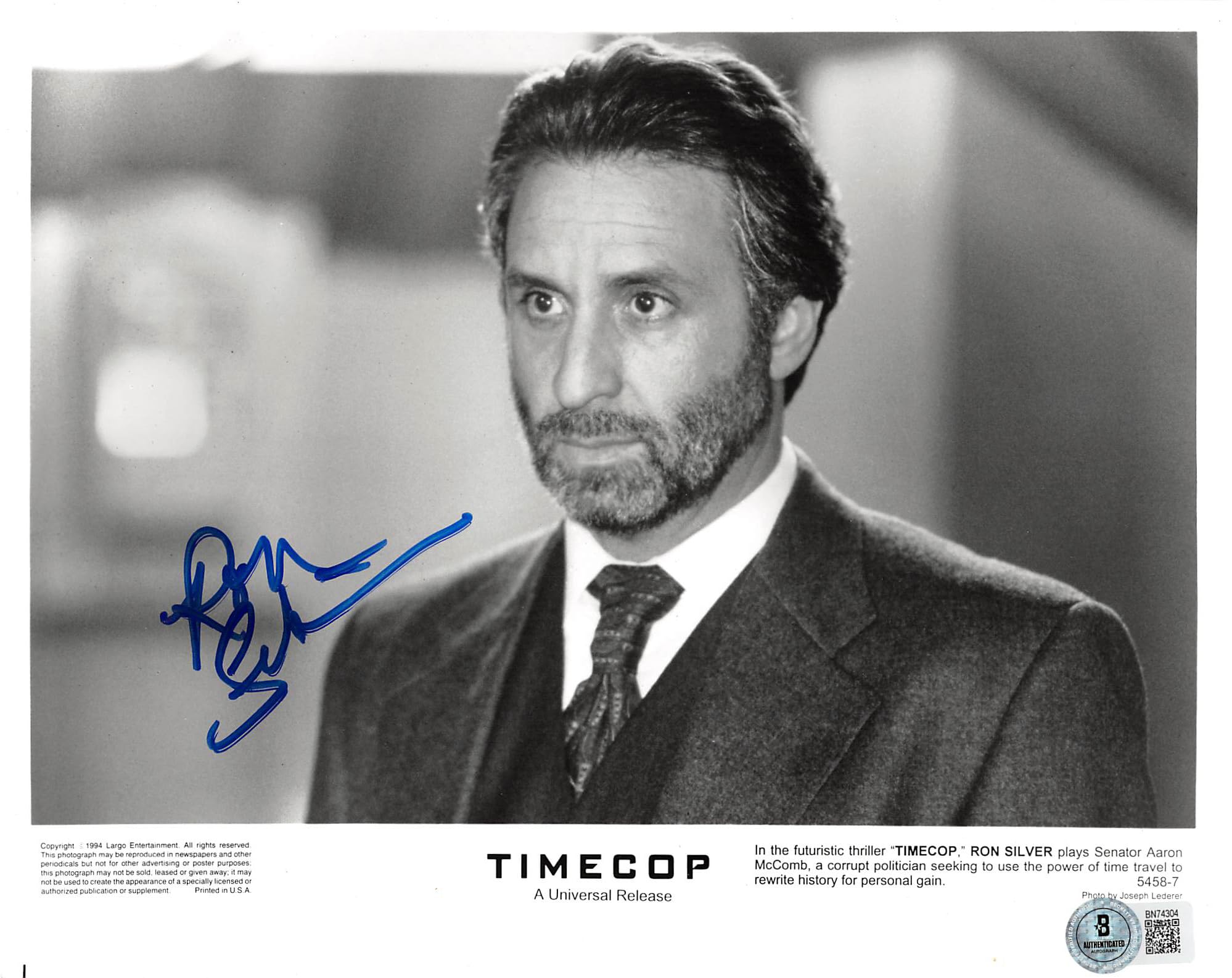 Ron Silver Timecop Authentic Signed 8x10 Photo Autographed BAS #BN74304