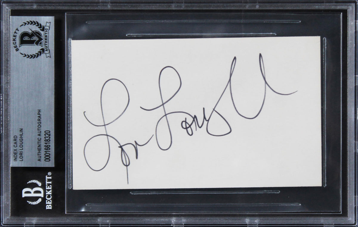 Lori Loughlin Full House Authentic Signed 3x5 Index Card BAS Slabbed