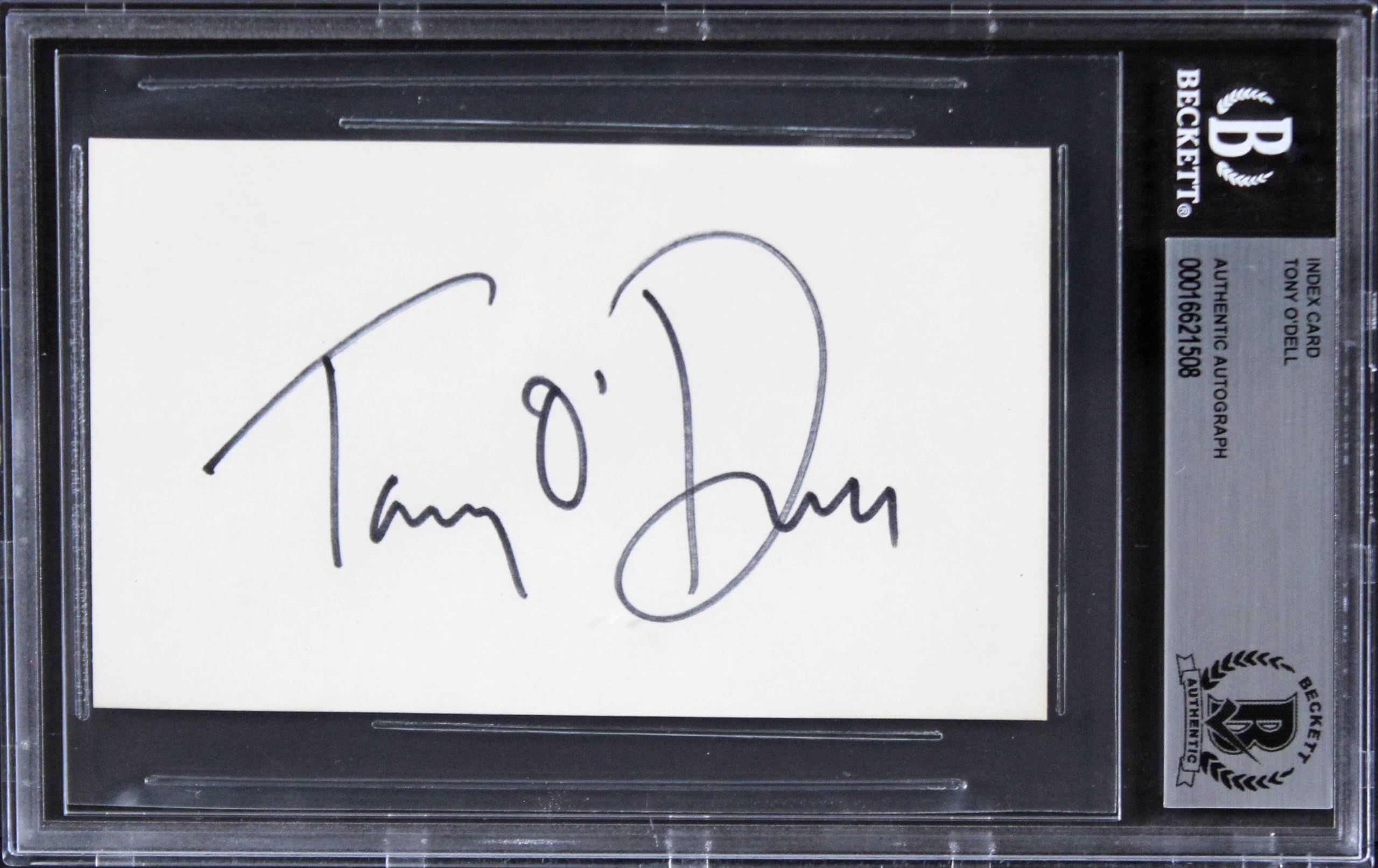 Tony O'Dell The Karate Kid Authentic Signed 3x5 Index Card BAS Slabbed