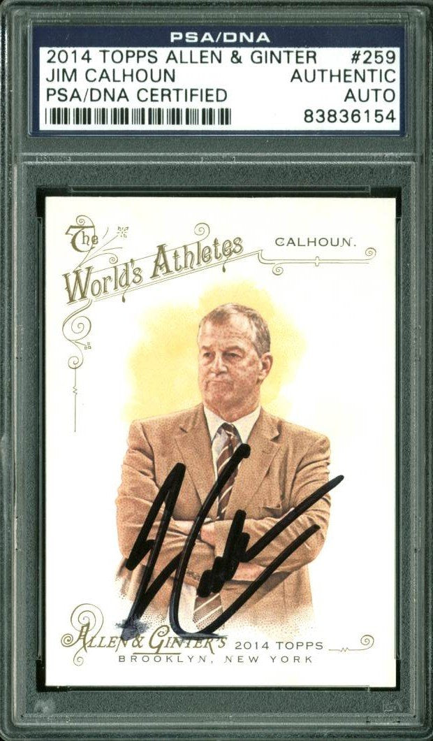 Uconn Jim Calhoun Signed Card 2014 Topps Allen & Ginter #259 PSA/DNA Slabbed