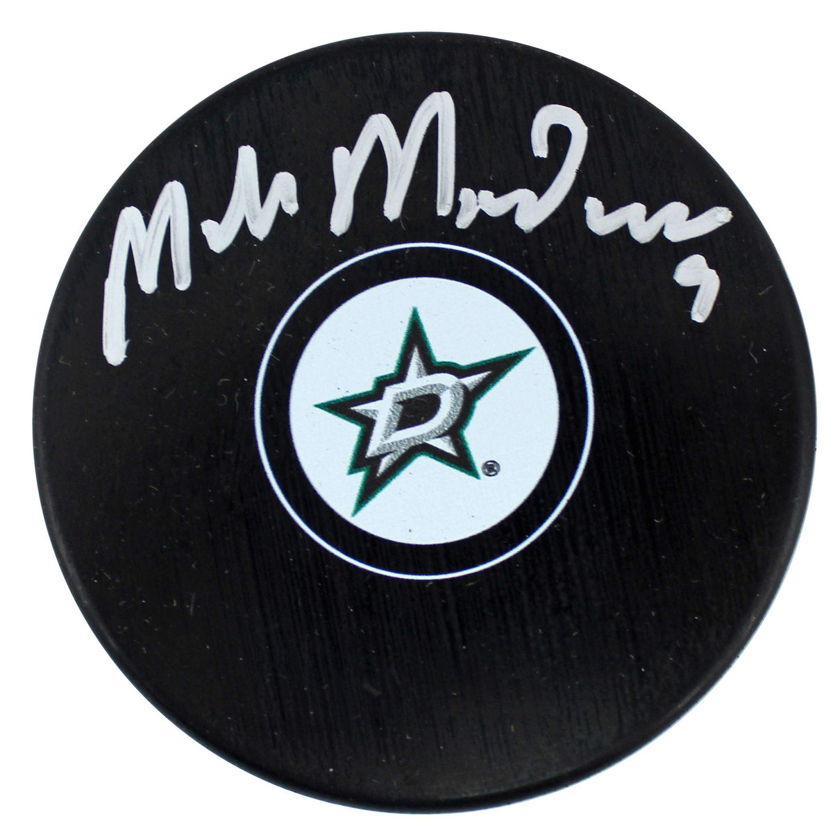 Stars Mike Modano Authentic Signed Dallas Stars Logo Hockey Puck BAS Witnessed