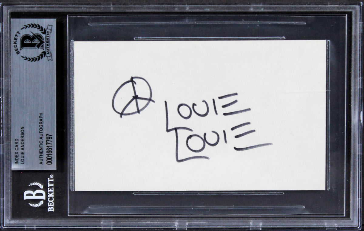 Louie Anderson Life with Louie "Peace" Signed 3x5 Index Card BAS Slabbed