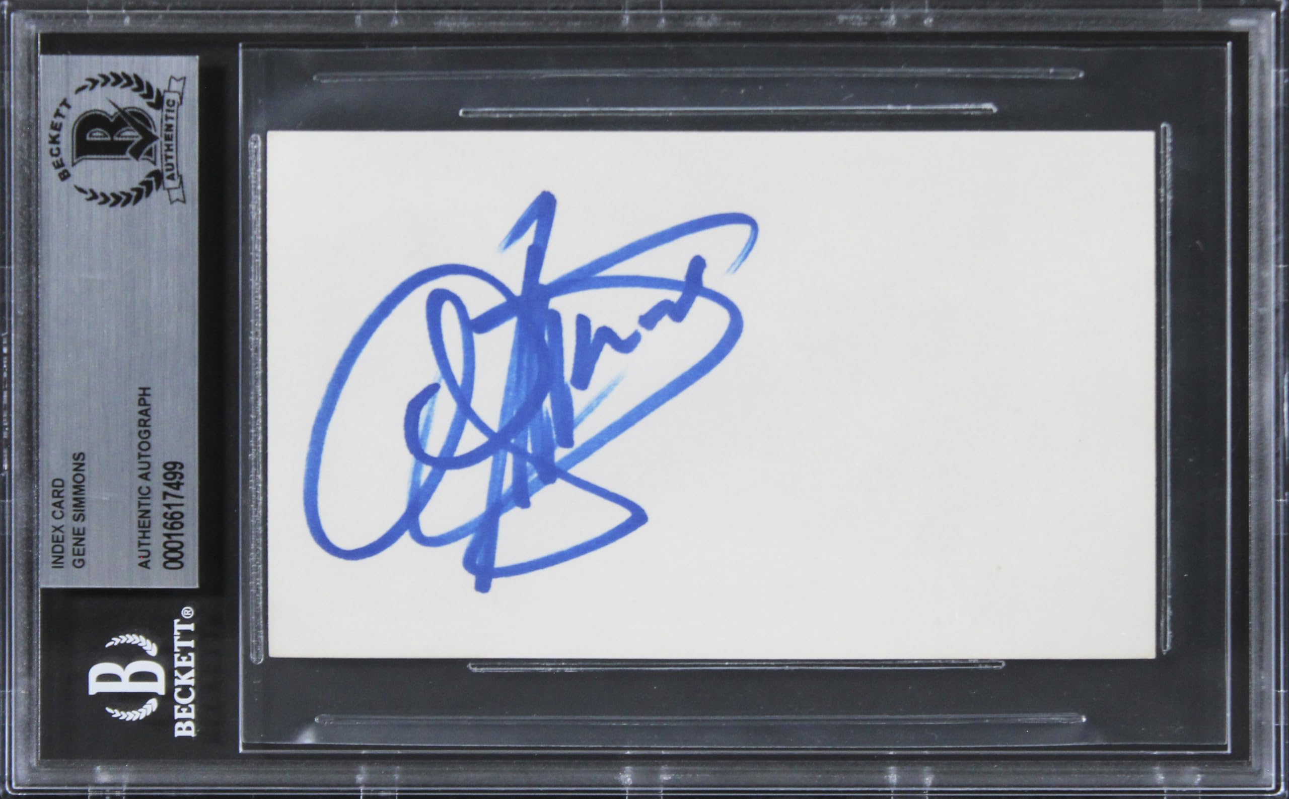 Gene Simmons KISS Authentic Signed 3x5 Index Card Autographed BAS Slabbed