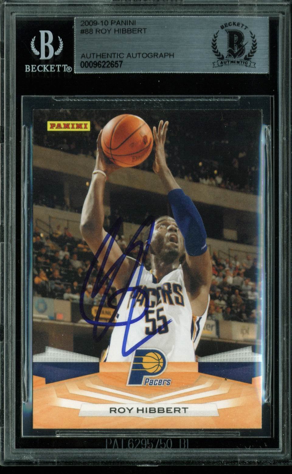 Pacers Roy Hibbert Authentic Signed Card 2009 Panini #88 BAS Slabbed