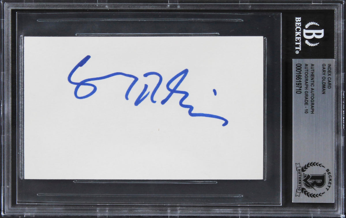 Gary Oldman Batman The Dark Knight Signed 3x5 Index Card Auto Graded 10 BAS Slab