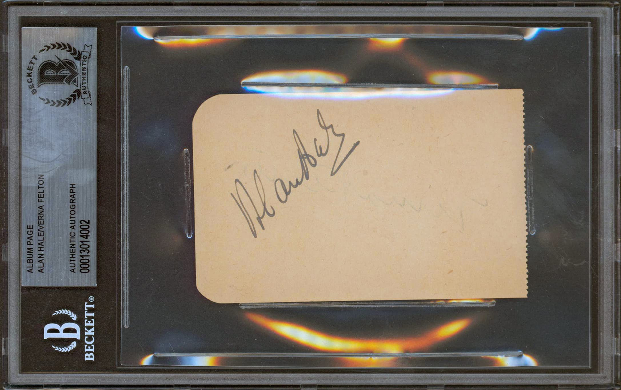 Alan Hale & Verna Felton Authentic Signed 2.4x3.85 Album Page BAS Slabbed