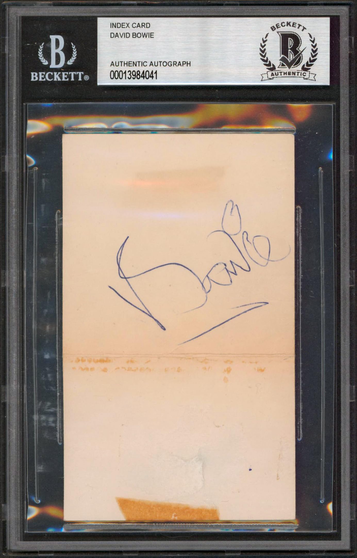 David Bowie Authentic Signed 3x5 Index Card Autographed BAS Slabbed