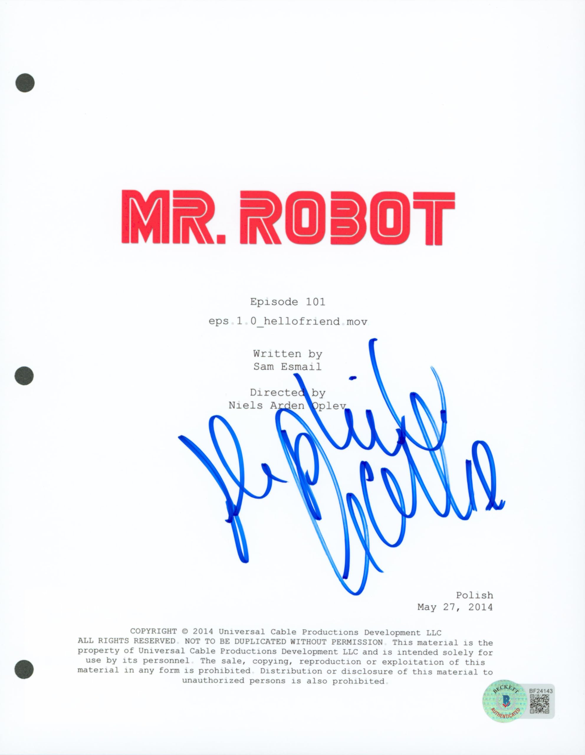 Stephanie Corneliussen Authentic Signed Mr. Robot Script Cover BAS #BF24143