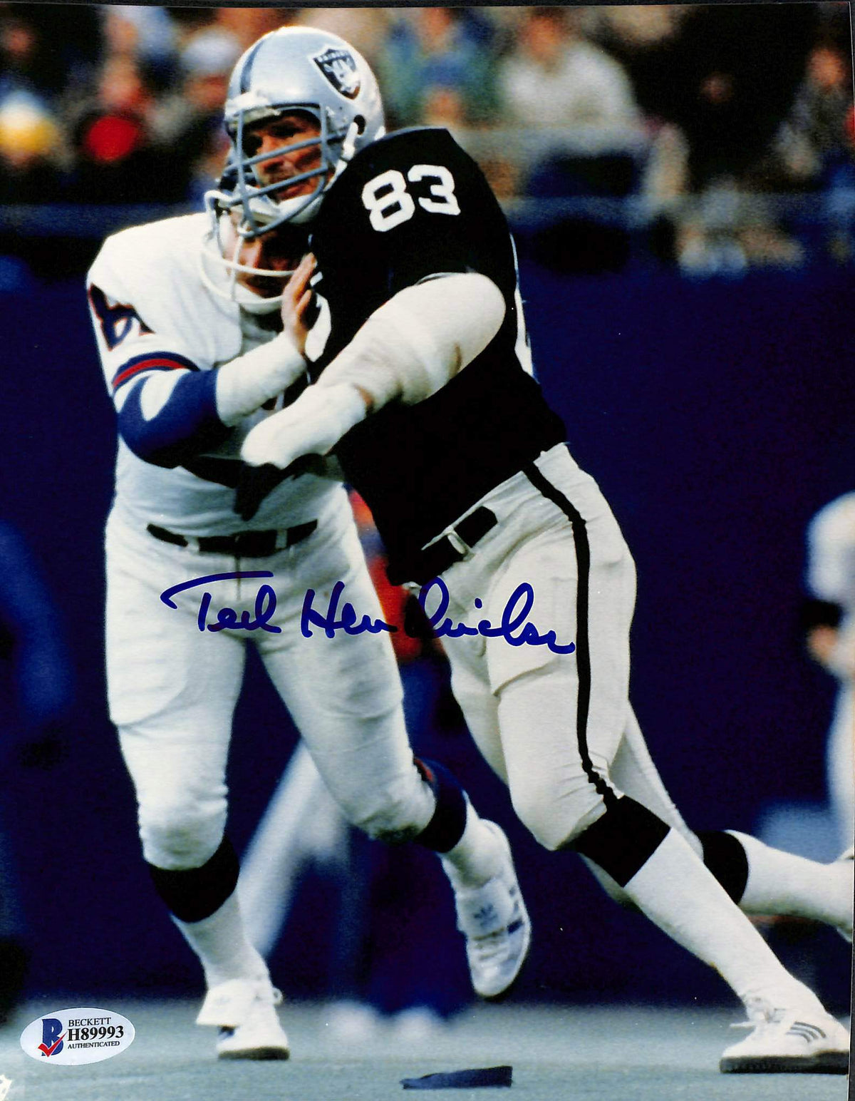 Raiders Ted Hendricks Authentic Signed 8x10 Photo versus Giants Autographed BAS