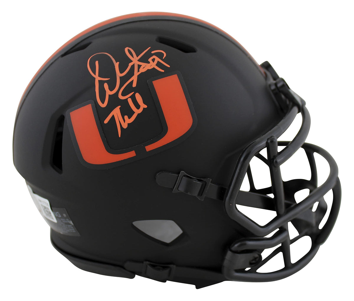 Miami Warren Sapp "The U" Authentic Signed Eclipse Speed Mini Helmet BAS Witness