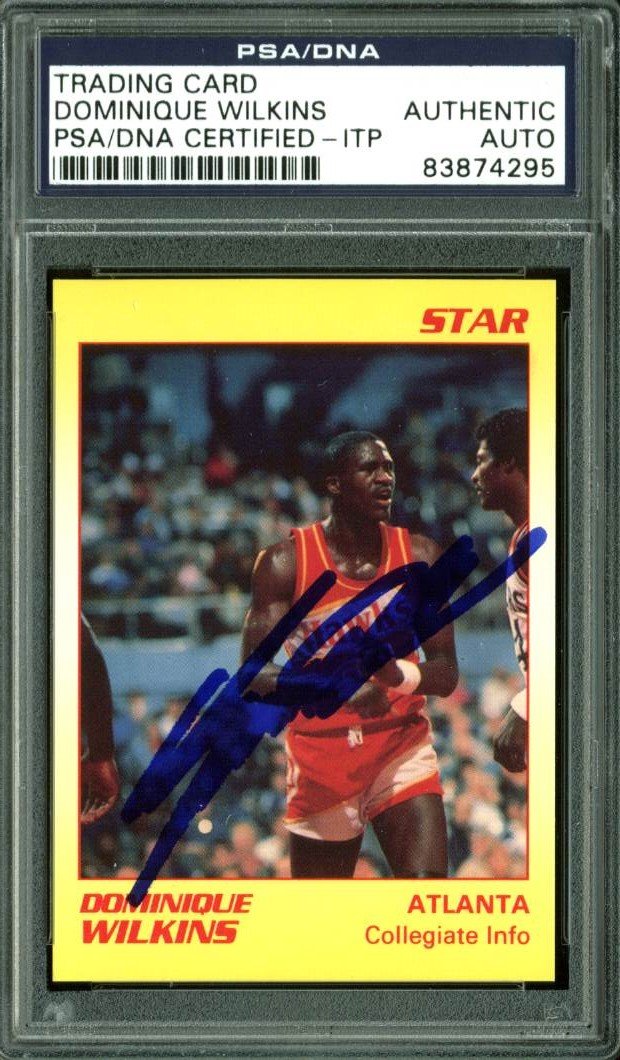 Hawks Dominique Wilkins Authentic Signed Card Star '91 Yellow #8 PSA/DNA Slabbed
