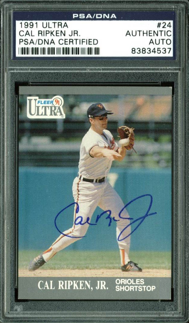 Orioles Cal Ripken Jr. Authentic Signed Card 1991 Ultra #24 PSA/DNA Slabbed