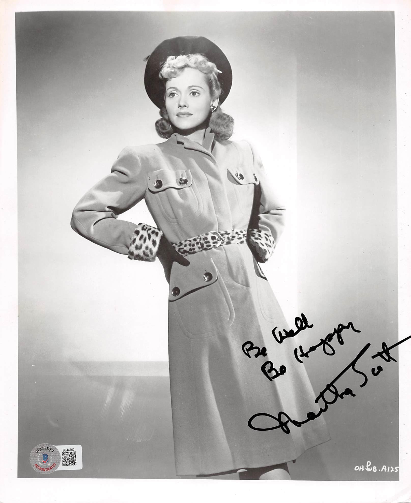 Martha Scott Cheers for Miss Bishop "Be Well" Signed 8x10 Photo BAS #BL44762
